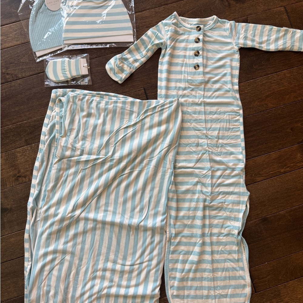 Lou Lou & Company Blue and White Striped Kids Sleep Sack Set